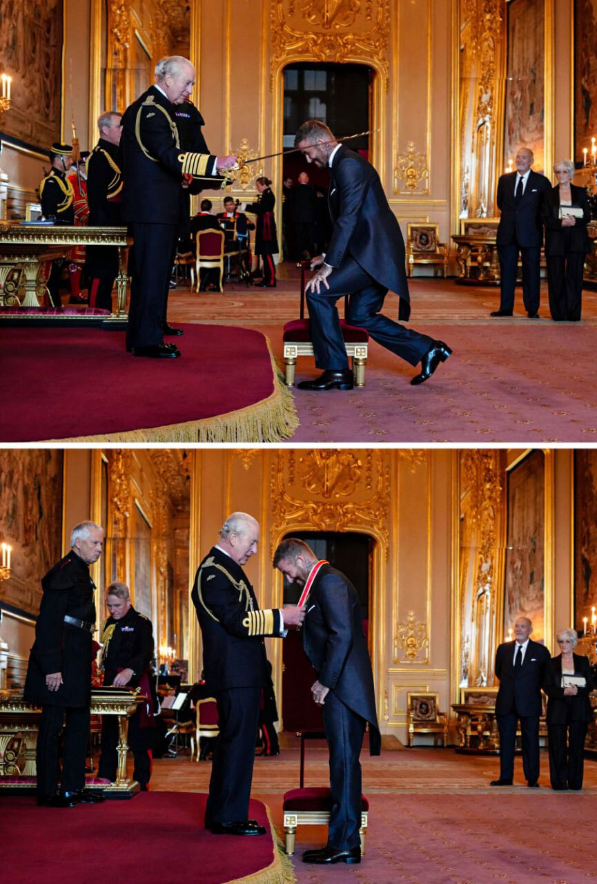  دیوید بکام و افتخار شوالیه از پادشاه چارلز