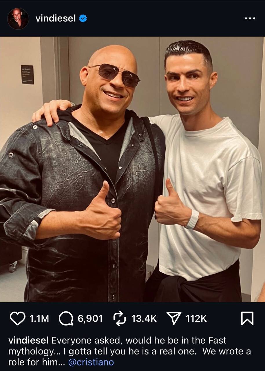 وین دیزل از نقش رونالدو خبر داد وین دیزل از نقش رونالدو خبر داد