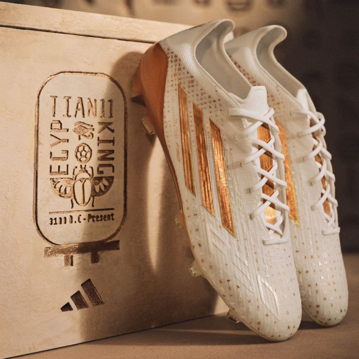 طراحی خاص کفش محمد صلاح با الهام از هیروگلیفها طراحی خاص کفش محمد صلاح با الهام از هیروگلیفها