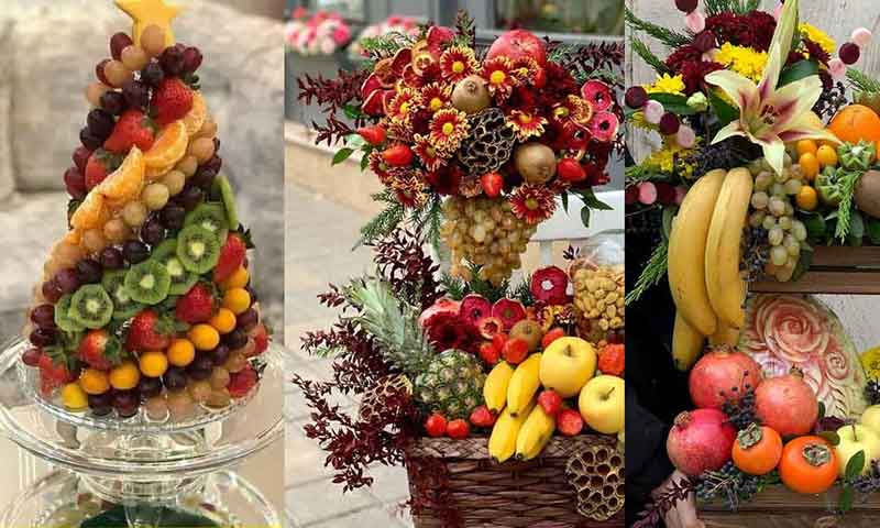 ایده تزئین میز شب یلدا با میوه و آجیل ایده تزئین میز شب یلدا با میوه و آجیل